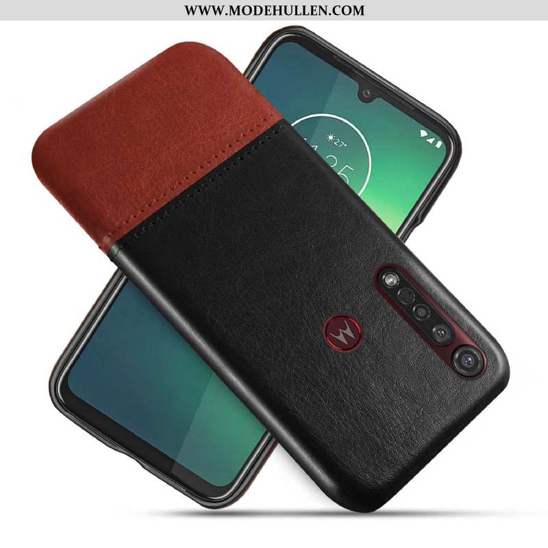 Hülle Moto G8 Plus Kreativ Schutz Blau Case Lederhülle Zweifarbig