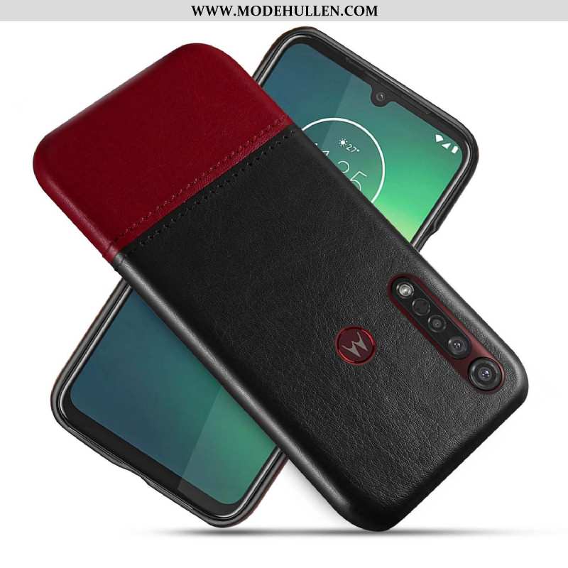 Hülle Moto G8 Plus Kreativ Schutz Blau Case Lederhülle Zweifarbig