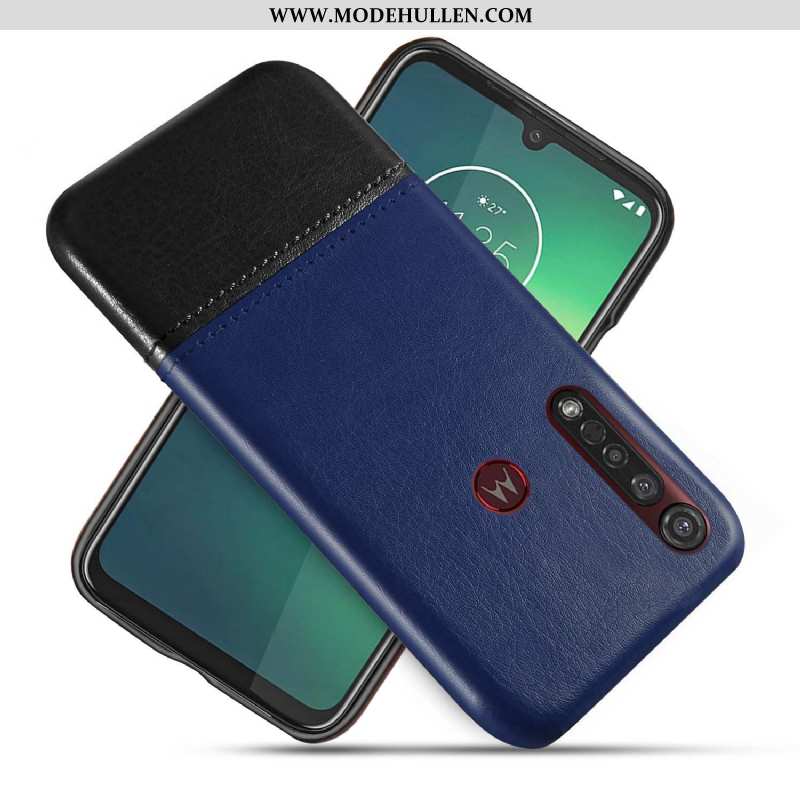 Hülle Moto G8 Plus Kreativ Schutz Blau Case Lederhülle Zweifarbig