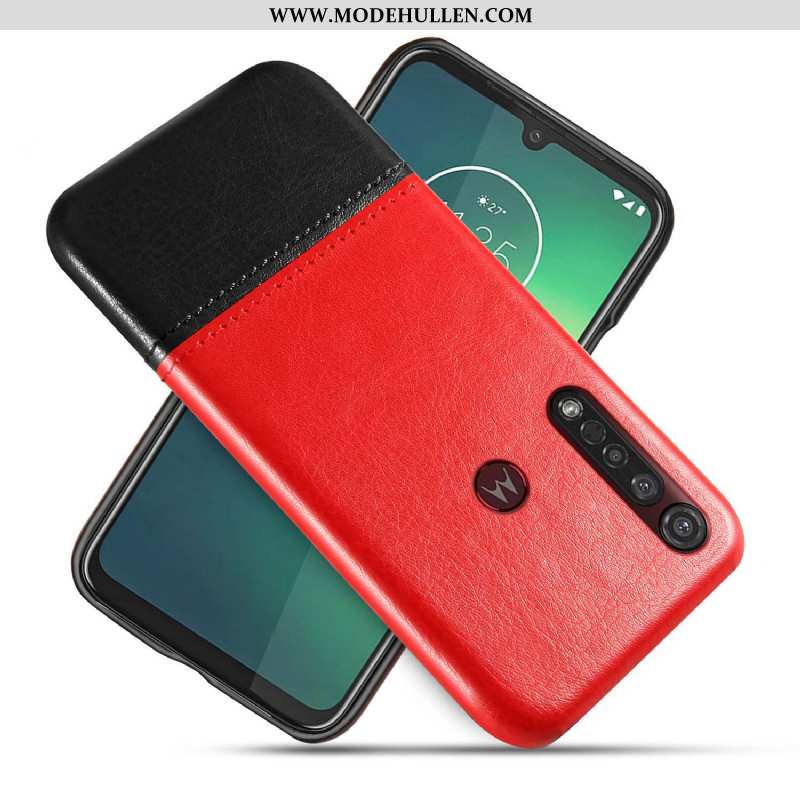 Hülle Moto G8 Plus Kreativ Schutz Blau Case Lederhülle Zweifarbig