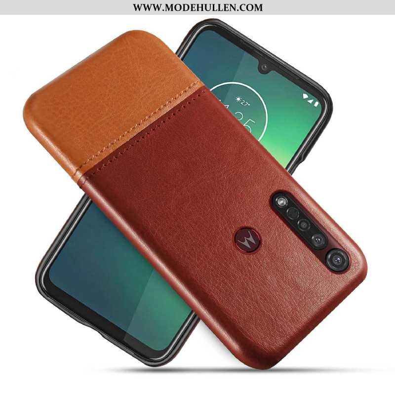 Hülle Moto G8 Plus Kreativ Schutz Blau Case Lederhülle Zweifarbig