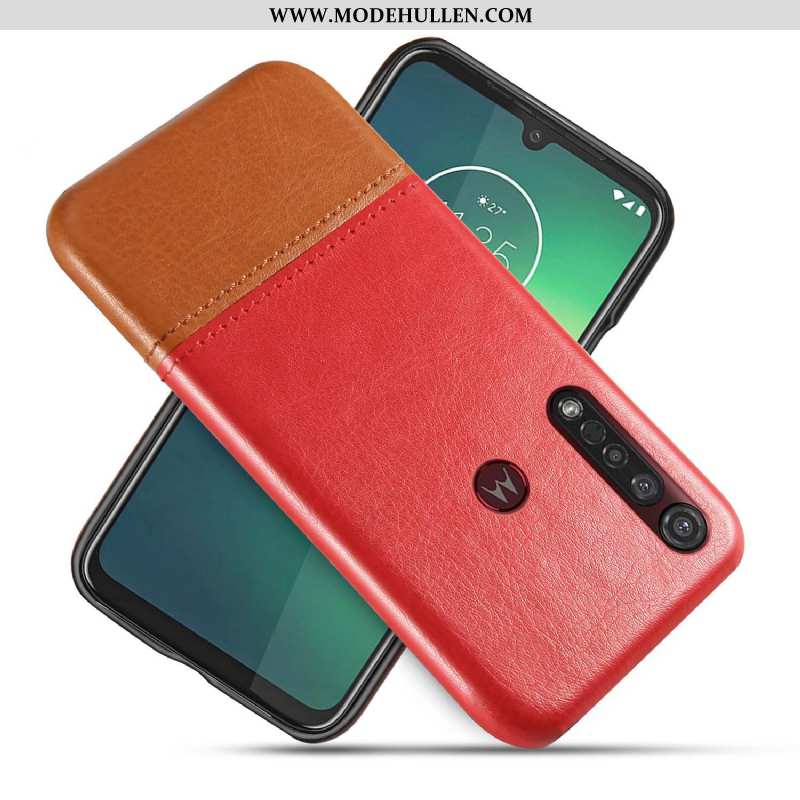 Hülle Moto G8 Plus Kreativ Schutz Blau Case Lederhülle Zweifarbig