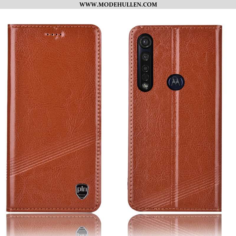 Hülle Moto G8 Plus Lederhülle Schutz Rot Anti-sturz Case Folio Rote