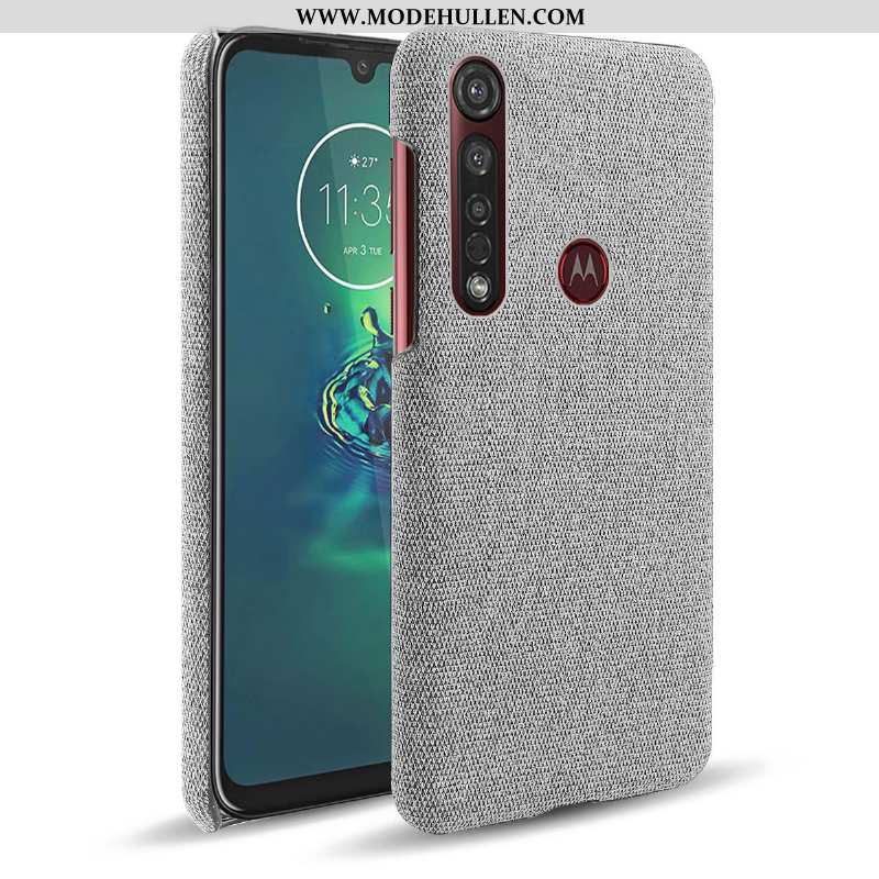 Hülle Moto G8 Plus Schutz Handy Grau Case Stoff