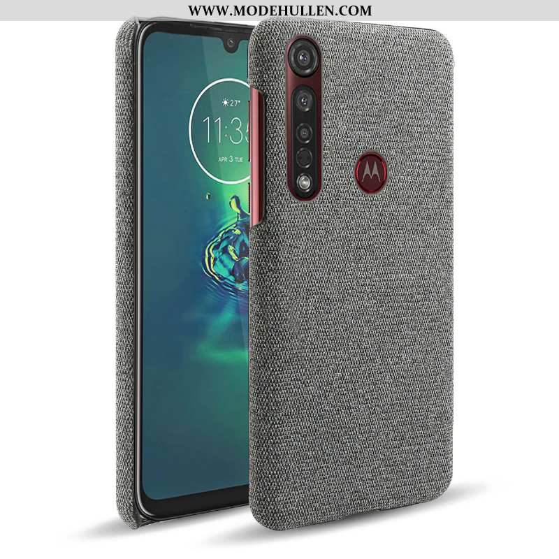 Hülle Moto G8 Plus Schutz Handy Grau Case Stoff