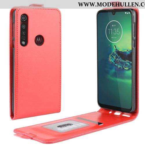 Hülle Moto G8 Plus Schutz Lederhülle Handy Case Rot Clamshell 2020 Rote