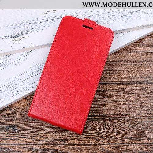 Hülle Moto G8 Plus Schutz Lederhülle Handy Case Rot Clamshell 2020 Rote