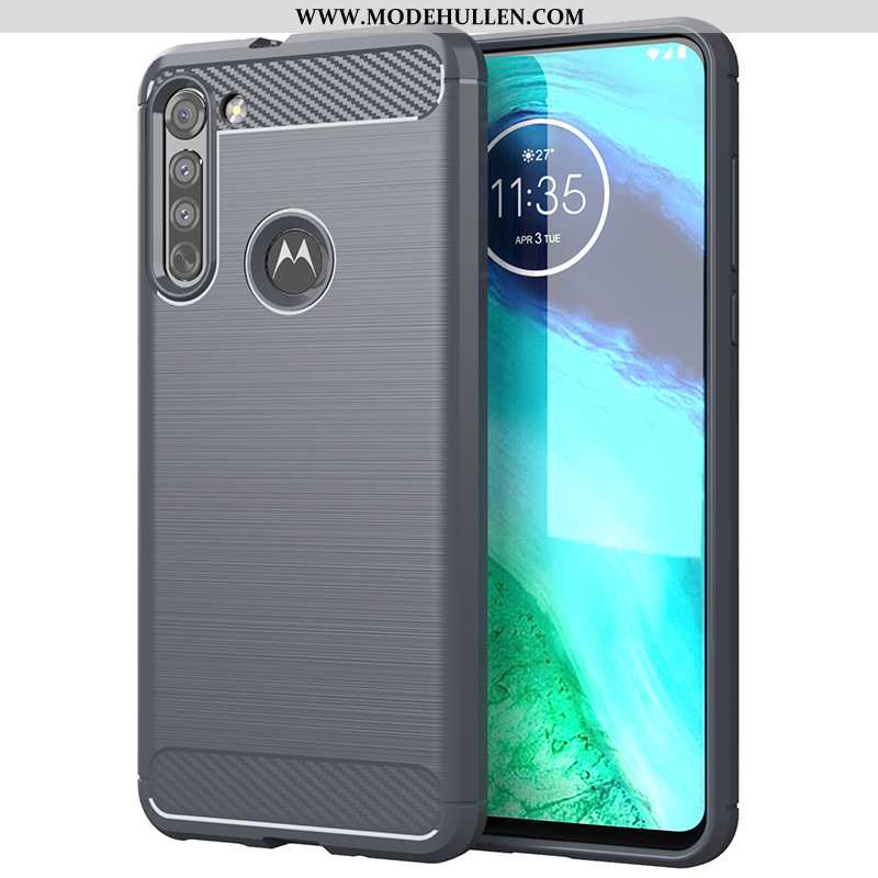 Hülle Moto G8 Power Lite Silikon Schutz Rot Case Handy Rote