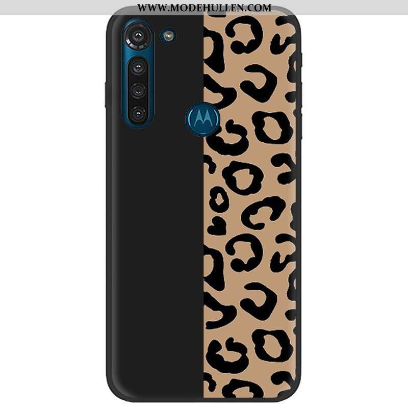 Hülle Moto G8 Power Nubuck Trend Stoff Weiche Case Pu Schwarz Rosa