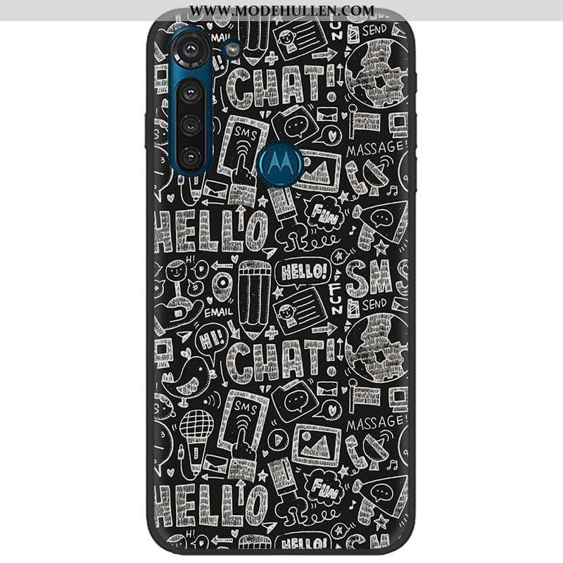 Hülle Moto G8 Power Nubuck Trend Stoff Weiche Case Pu Schwarz Rosa