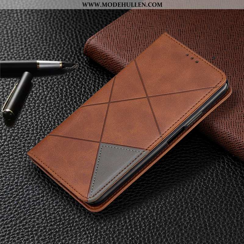 Hülle Moto G8 Schutz Lederhülle Handy Case Folio Alles Inklusive Braun