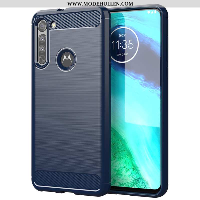 Hülle Moto G8 Schutz Silikon Case Grau Handy