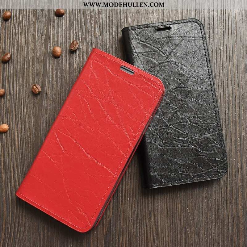 Hülle Motorola Edge Silikon Schutz Folio Handy Case Rot Rote