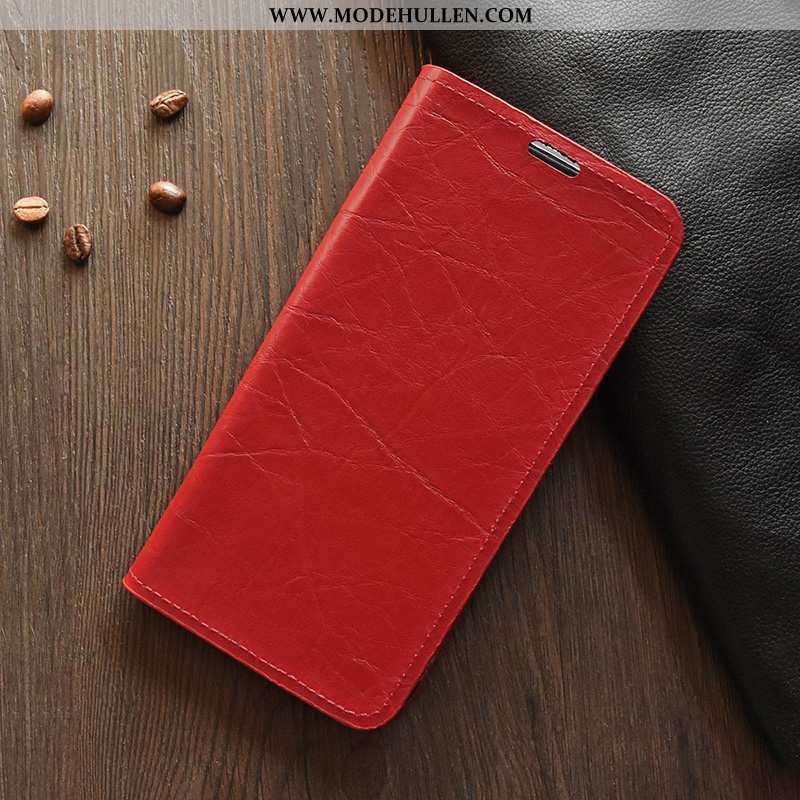 Hülle Motorola Edge Silikon Schutz Folio Handy Case Rot Rote