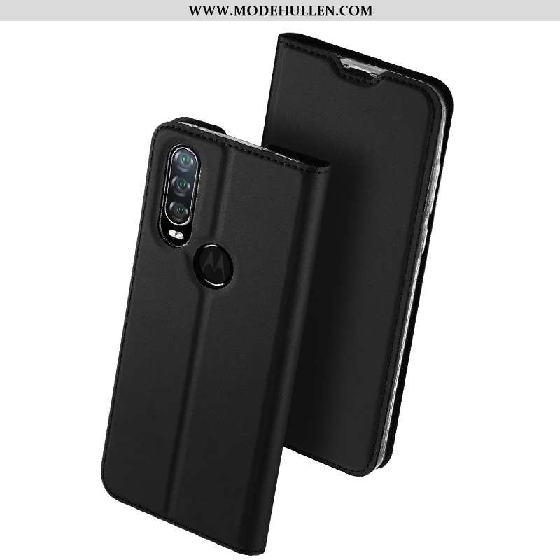 Hülle Motorola One Action Lederhülle Schutz Business Karte Einfassung Clamshell Neu Schwarz