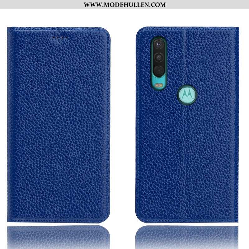 Hülle Motorola One Action Muster Schutz Folio Case Echt Leder Alles Inklusive Litchi Braun