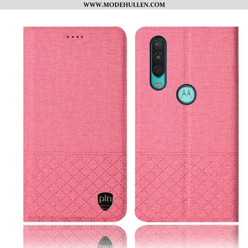 Hülle Motorola One Action Schutz Baumwolle Und Leinen Rosa Handy Alles Inklusive Lederhülle