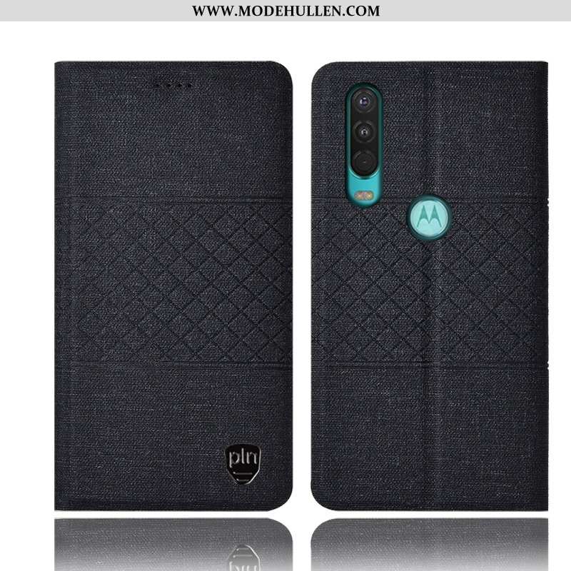 Hülle Motorola One Action Schutz Baumwolle Und Leinen Schwarz Handy Folio Alles Inklusive Lederhülle