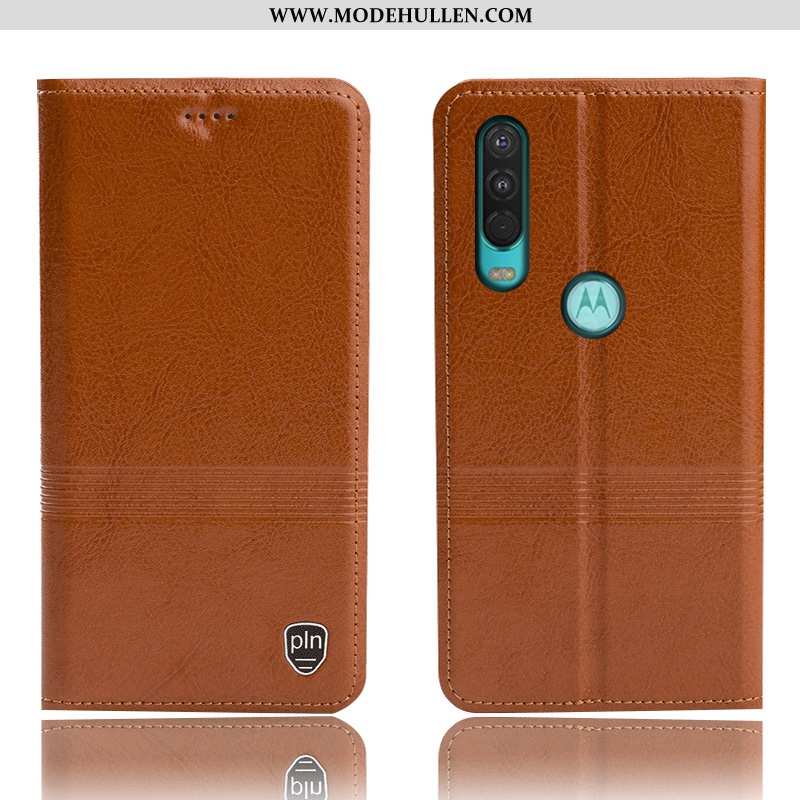 Hülle Motorola One Action Schutz Lederhülle Alles Inklusive Handy Schwarz Anti-sturz