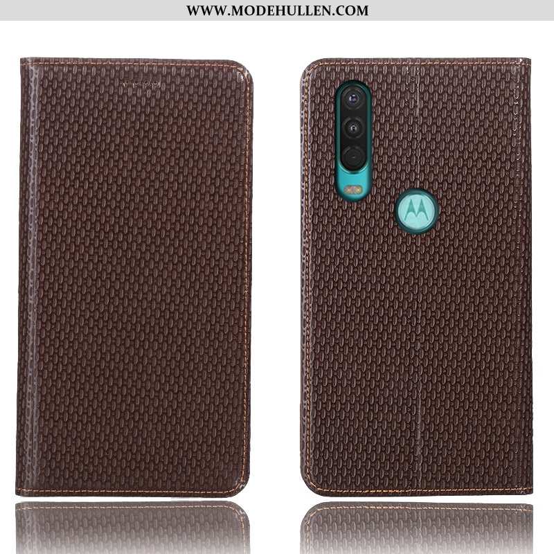 Hülle Motorola One Action Schutz Lederhülle Handy Alles Inklusive Anti-sturz Folio Case Dunkelblau