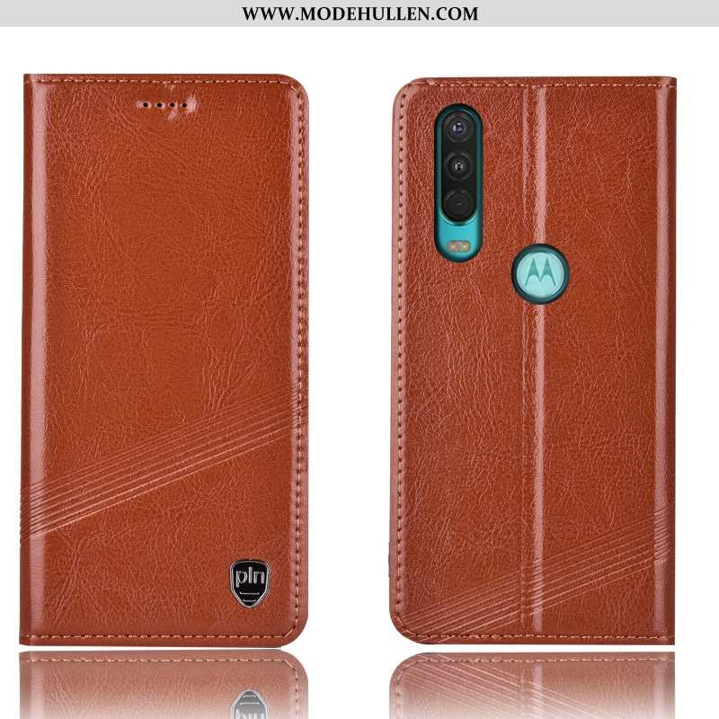 Hülle Motorola One Action Schutz Lederhülle Rot Folio Alles Inklusive Case Handy Rote