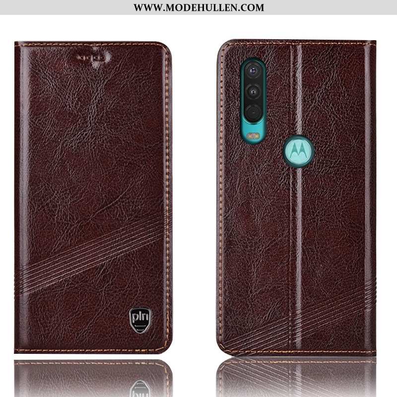 Hülle Motorola One Action Schutz Lederhülle Rot Folio Alles Inklusive Case Handy Rote