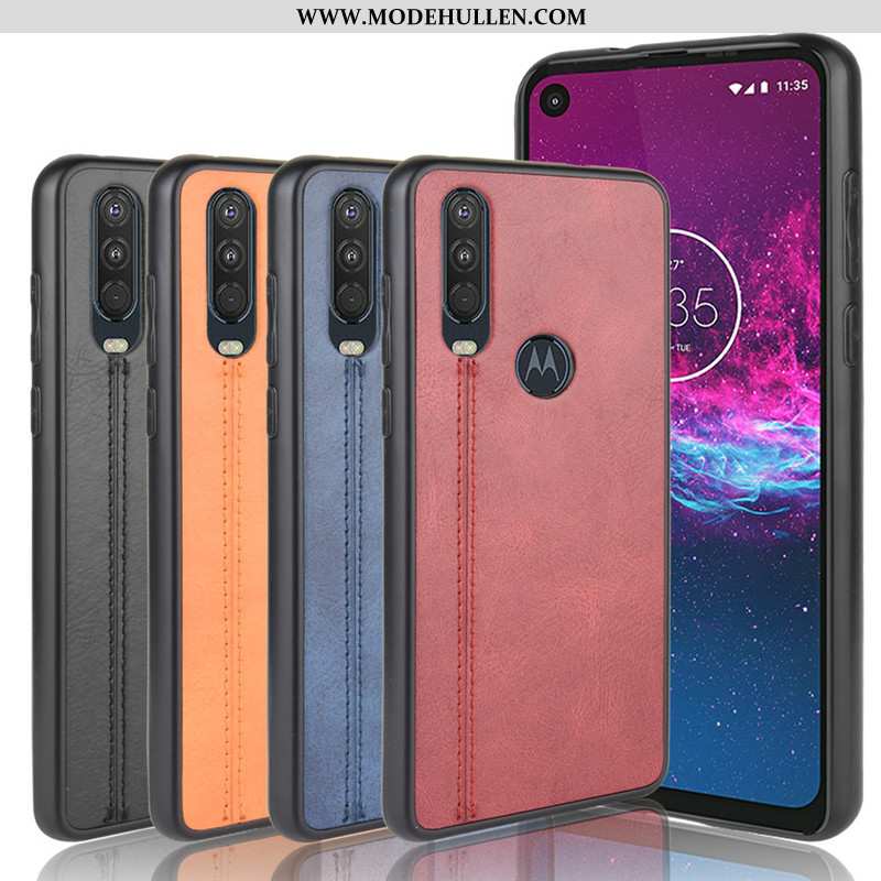 Hülle Motorola One Action Schutz Muster Case Handy Schwer Kuh Rote