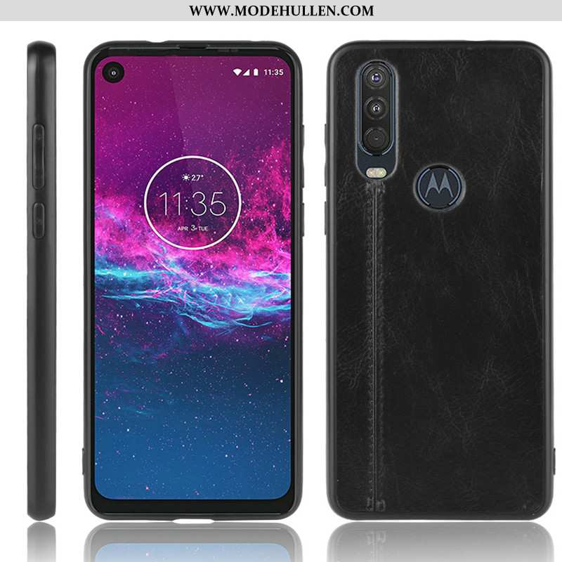 Hülle Motorola One Action Schutz Muster Case Handy Schwer Kuh Rote