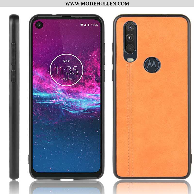 Hülle Motorola One Action Schutz Muster Case Handy Schwer Kuh Rote