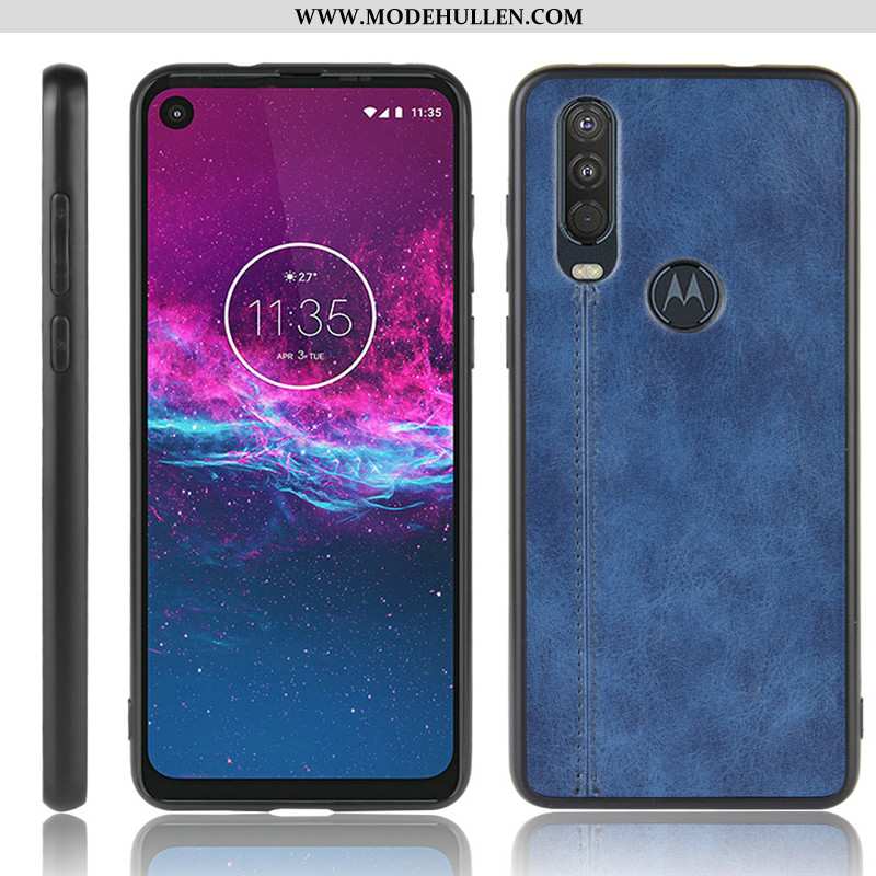 Hülle Motorola One Action Schutz Muster Case Handy Schwer Kuh Rote