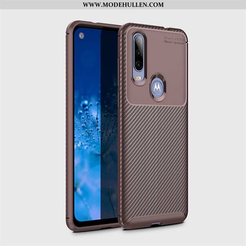 Hülle Motorola One Action Weiche Schutz Nubuck Case Faser Business Braun