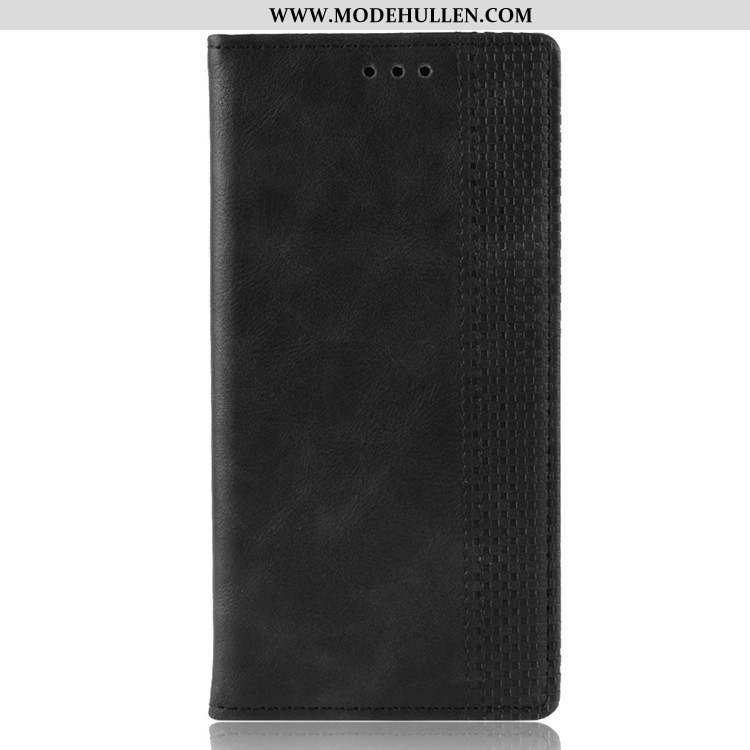 Hülle Motorola One Hyper Lederhülle Case Handy Folio Dunkelblau