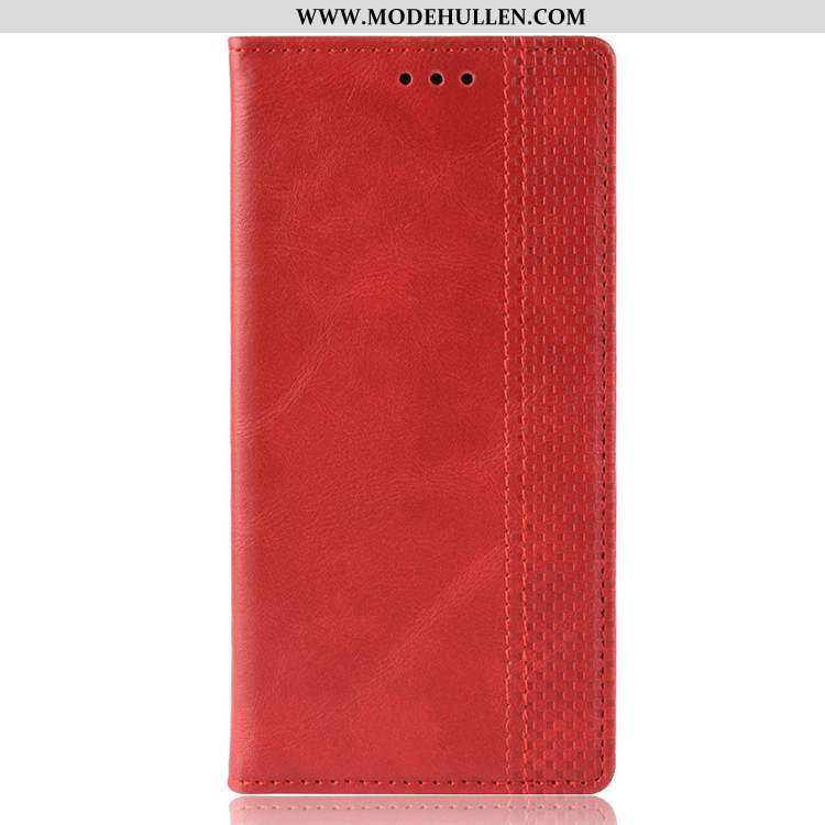Hülle Motorola One Hyper Lederhülle Case Handy Folio Dunkelblau