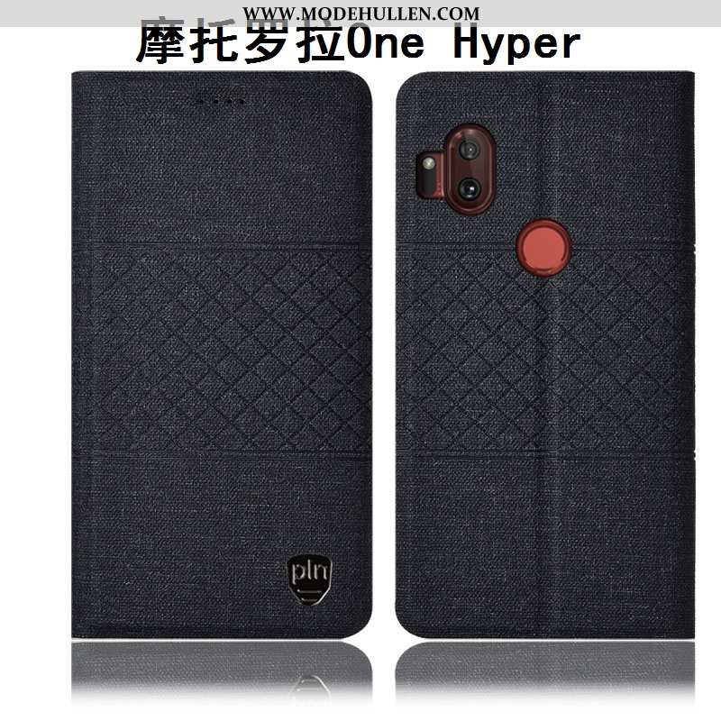 Hülle Motorola One Hyper Schutz Folio Alles Inklusive Case Schwarz Baumwolle