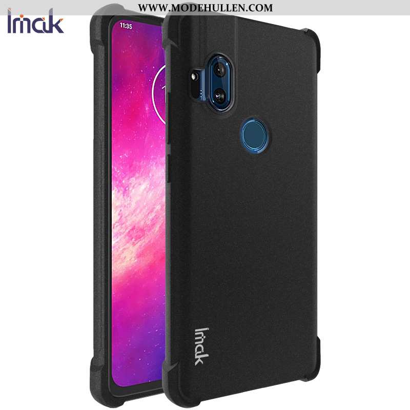 Hülle Motorola One Hyper Schutz Nubuck Handy Schwarz Anti-sturz Case