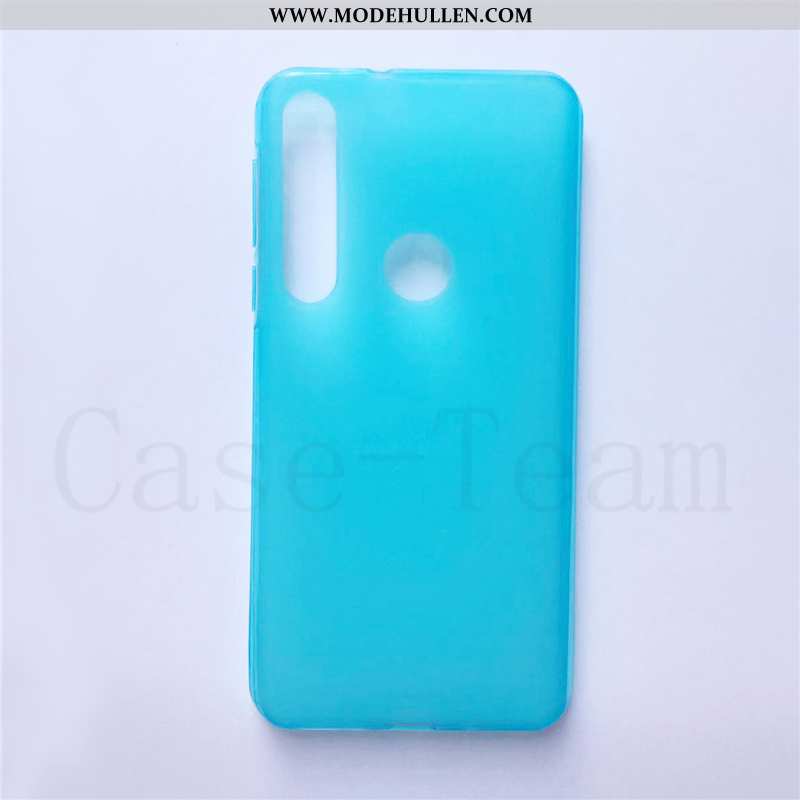 Hülle Motorola One Macro Schutz Stoff Blau Handy Case