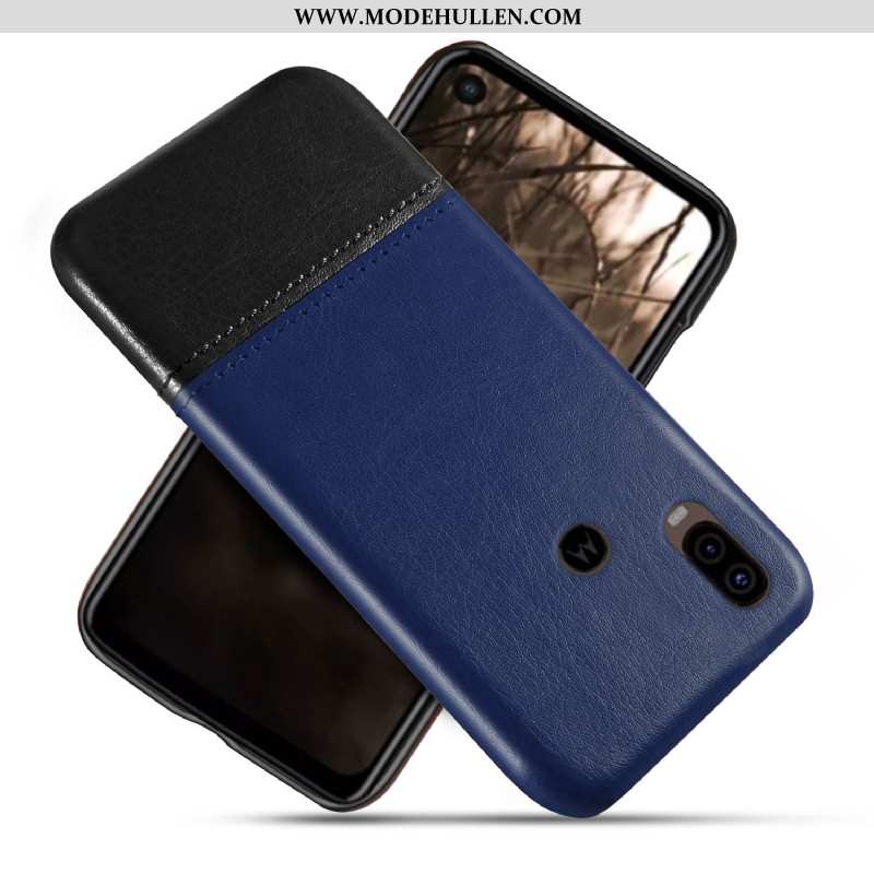 Hülle Motorola One Vision Schutz Angepasst Handy Case Blau