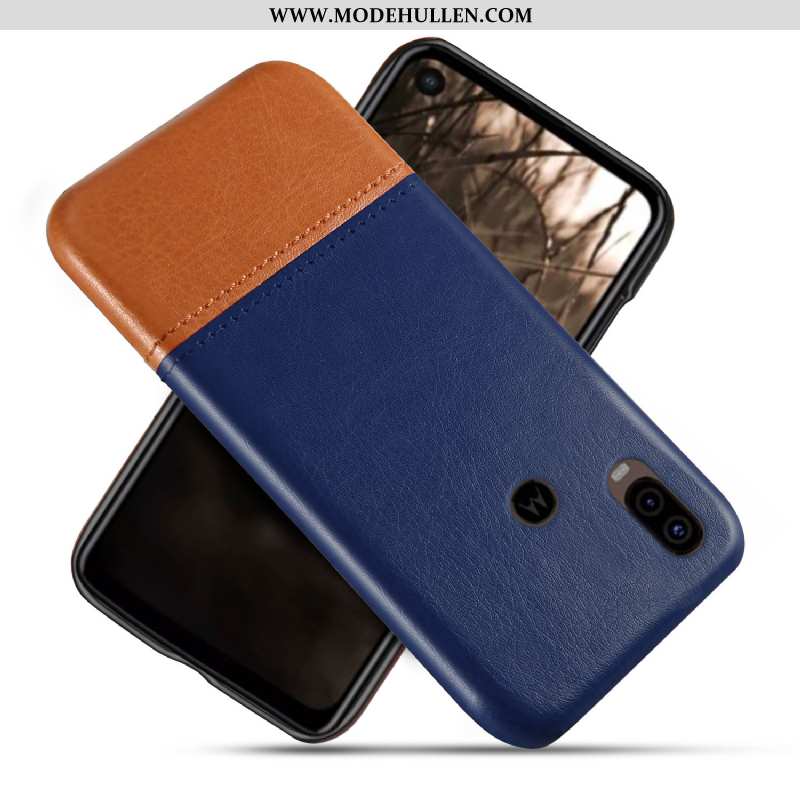 Hülle Motorola One Vision Schutz Angepasst Handy Case Blau