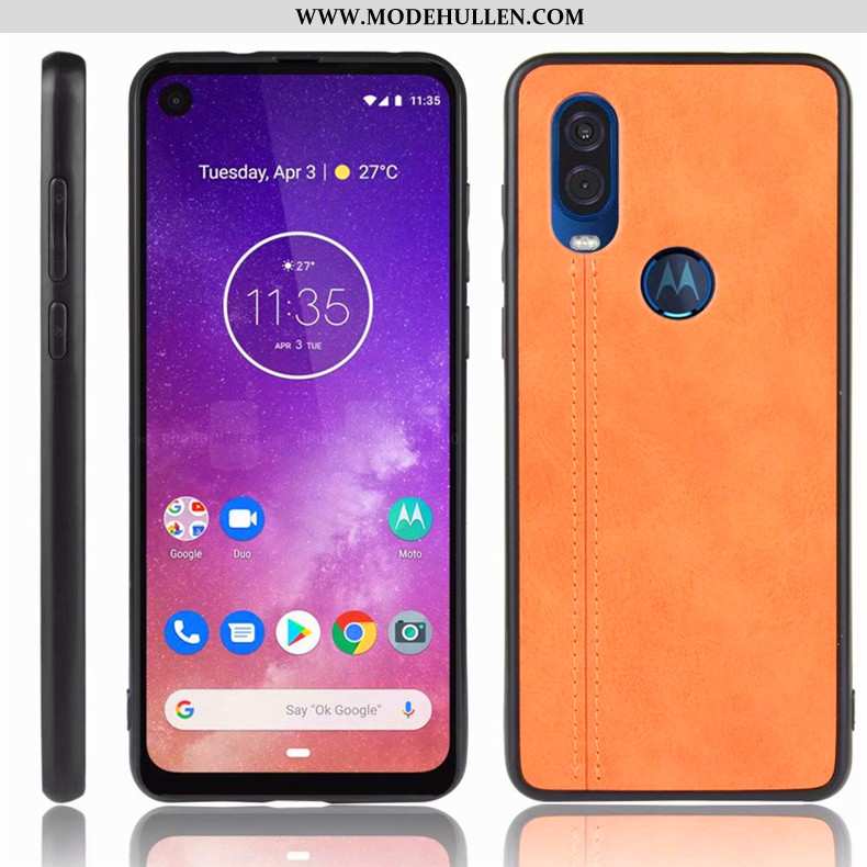 Hülle Motorola One Vision Schutz Handy Alles Inklusive Case Dunkelblau Anti-sturz