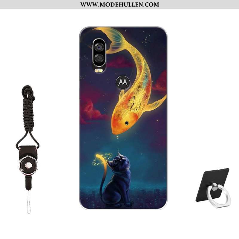 Hülle Motorola One Vision Trend Anti-sturz Silikonschutztrendweiche Handy Schwarz