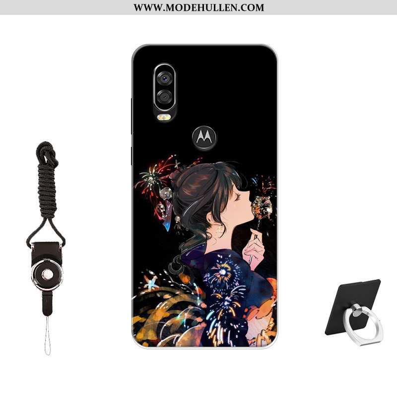 Hülle Motorola One Vision Trend Anti-sturz Silikonschutztrendweiche Handy Schwarz