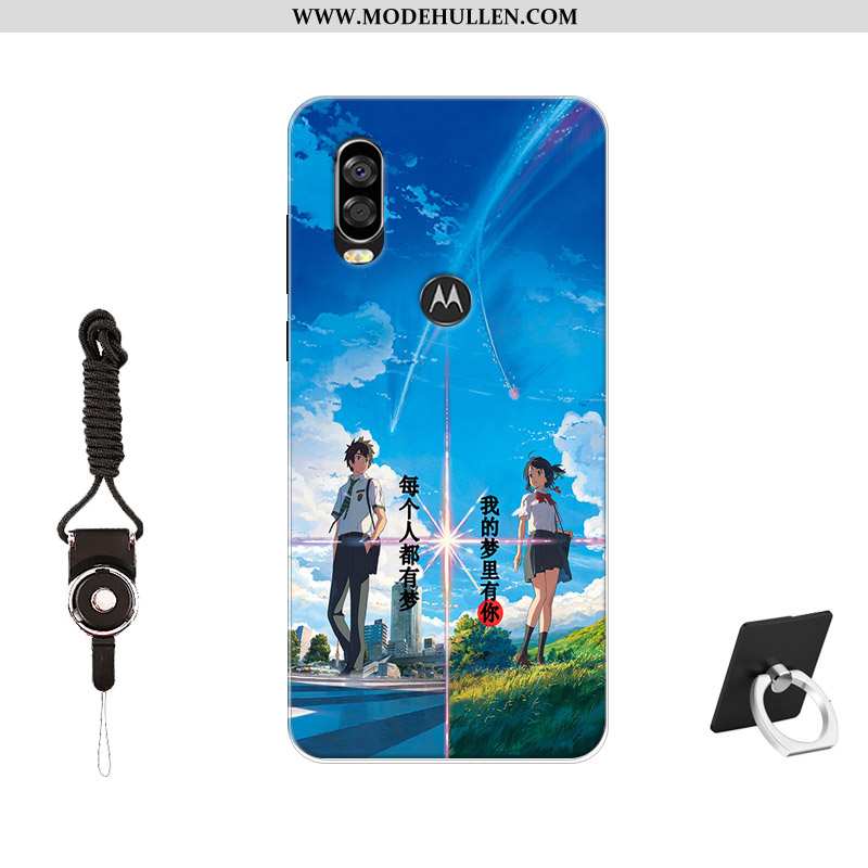 Hülle Motorola One Vision Trend Anti-sturz Silikonschutztrendweiche Handy Schwarz