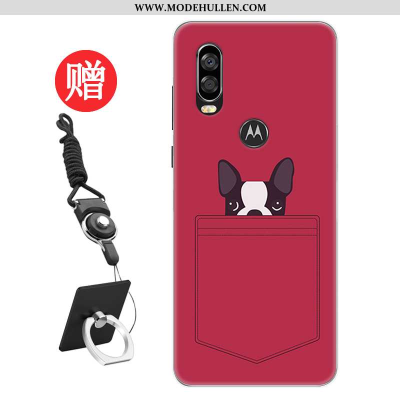 Hülle Motorola One Vision Trend Rot Angepasst Case Frisch Muster Rote