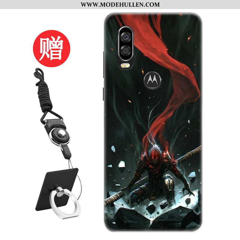 Hülle Motorola One Vision Trend Rot Angepasst Case Frisch Muster Rote