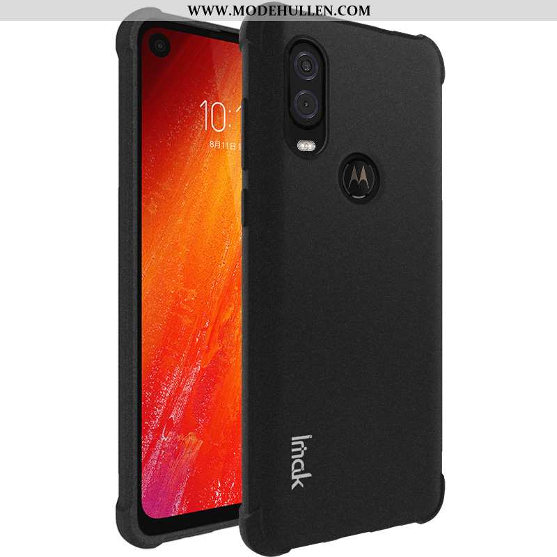 Hülle Motorola One Vision Weiche Schutz Anti-sturz Schwarz Nubuck Handy