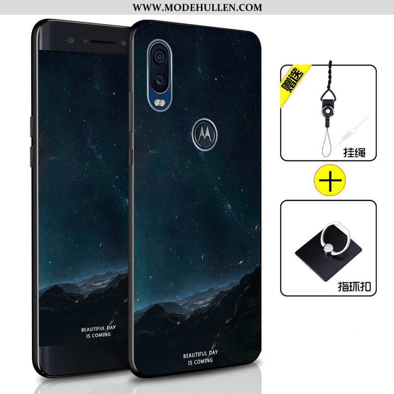 Hülle Motorola One Vision Weiche Silikon Alles Inklusive Handy Schutz Anti-sturz Case Blau