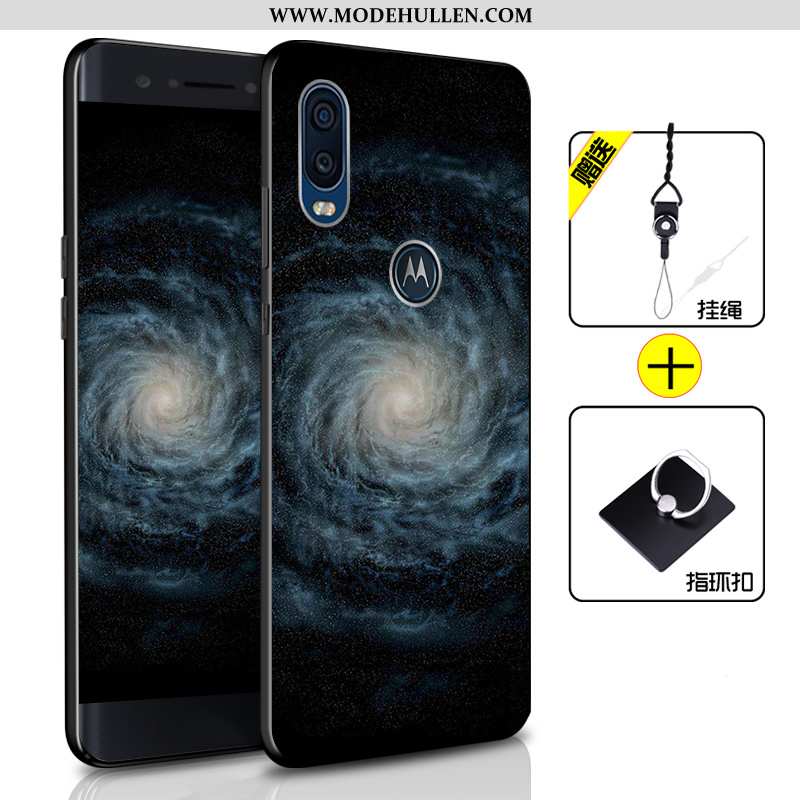 Hülle Motorola One Vision Weiche Silikon Alles Inklusive Handy Schutz Anti-sturz Case Blau