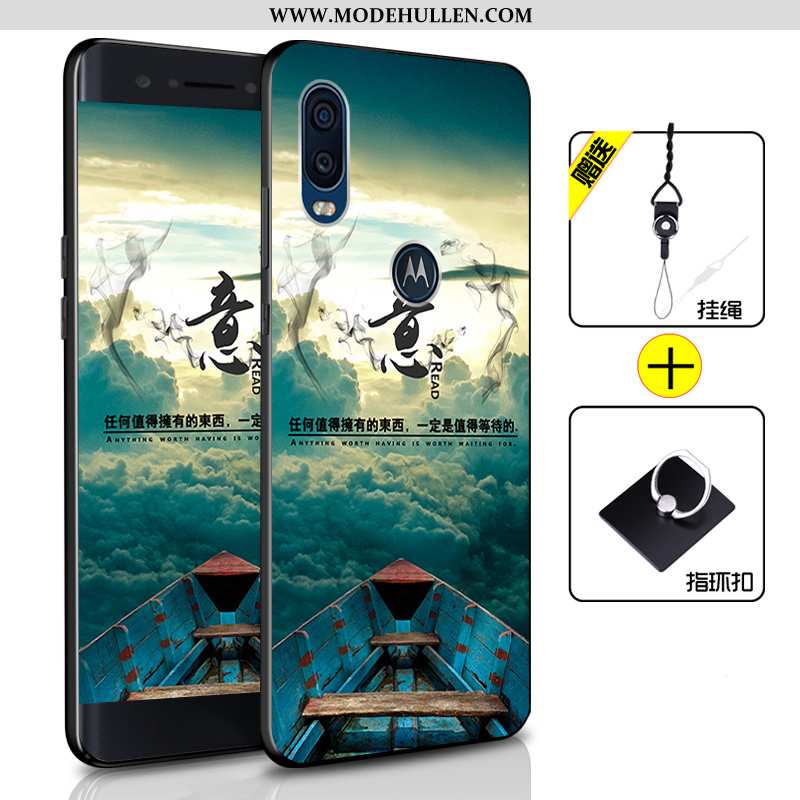 Hülle Motorola One Vision Weiche Silikon Alles Inklusive Handy Schutz Anti-sturz Case Blau