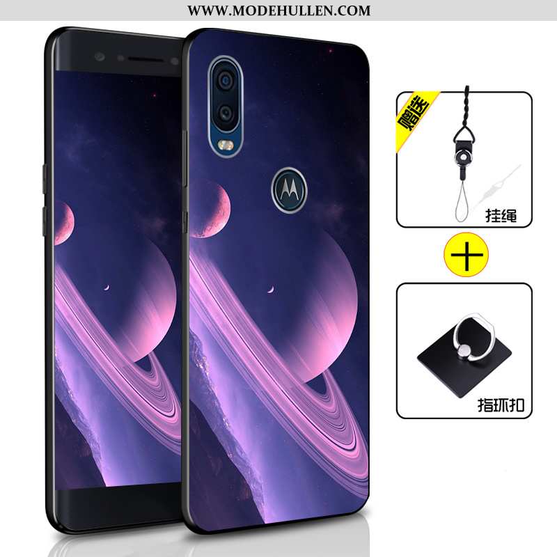 Hülle Motorola One Vision Weiche Silikon Alles Inklusive Handy Schutz Anti-sturz Case Blau