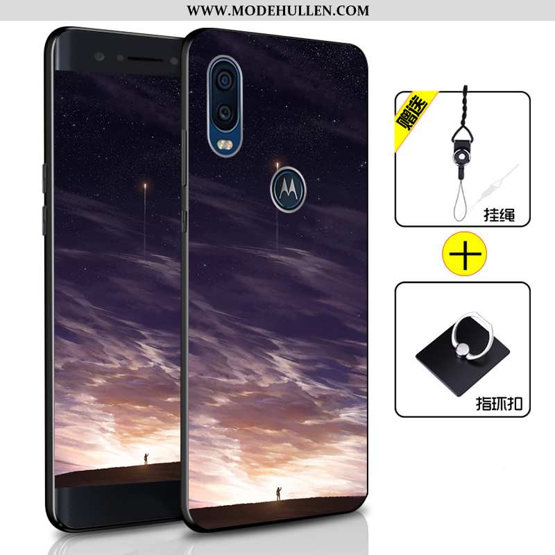 Hülle Motorola One Vision Weiche Silikon Alles Inklusive Handy Schutz Anti-sturz Case Blau